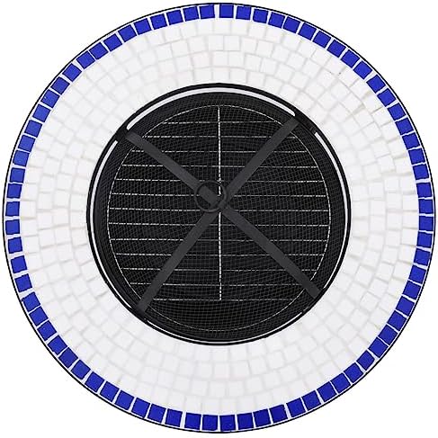 vidaXL Mosaic Fire Pit Table Blue and White 26.8" Ceramic - Image 7