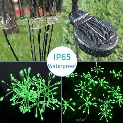 JJGoo Solar Garden Lights, New Upgraded 6 Pack Solar Swaying Starburst Light, Waterproof Fireworks Outdoor Lights, Yard Patio Pathway Decoration, Green - Image 4