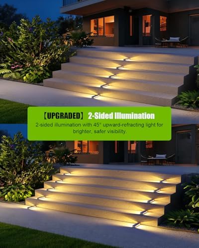 DetarZinLED Solar Step Lights, 12 LEDs 2-Sided Glow, IP68 6 Pack Warm White - Image 5