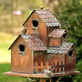 Large Copper Colored Multi-Birdhouse Stakes, Room for 4 Bird Families in Each (Rectangular Houses with Classic Roofs) by ZaerLtd