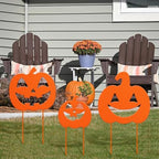 3 Pack Halloween Pumpkins Yard Stake, Metal Halloween Outdoor Decor - Image 4