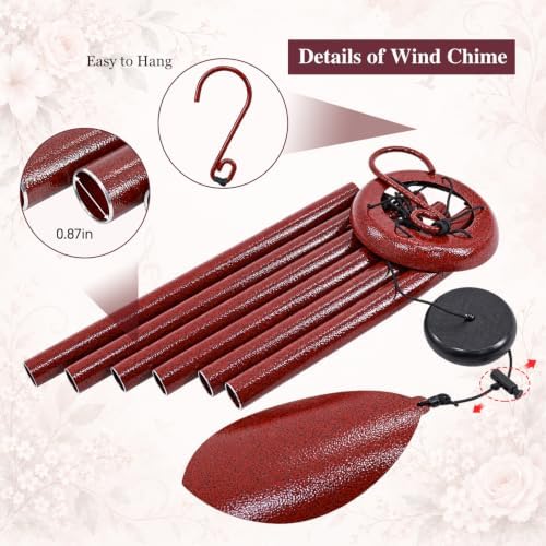 ASTARIN 36 Inch Deep Tone Wind Chimes for Outside, Burgundy Red Leaf Decor - Image 4