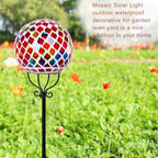 VCUTEKA Decorative Solar Garden Lights, 6" Mosaic Globe Outdoor Stake - Image 5