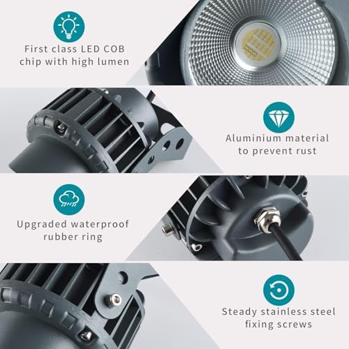 Led Beam Light - RGB Color Changing Rotation Spotlight, AC12V COB Tree Outdoor Flood Light, Garden Villa Courtyard Lawn Landscape Light(6w) - Image 4