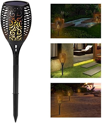 JIAN YA NA Solar Tiki Torch Light Flame Garden Lights,96 LED Waterproof Dusk to Dawn Auto On/Off Flickering Flames Torches Lights Landscape Lighting Outdoor Security Path Light for Patio Deck - Image 7
