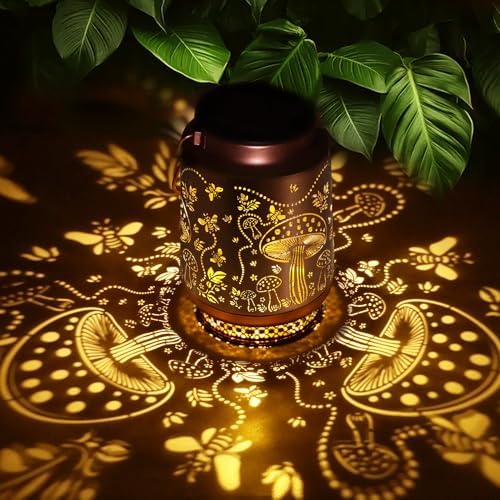 Mushroom Gifts for Women Mushroom Decor Solar Lantern Birthday Gifts Mothers Day Gifts for Mom Grandma Sister Friend Garden Decor Metal Solar Lights Outside Decor for Backyard Patio Porch Lawn Pathway by Fussion