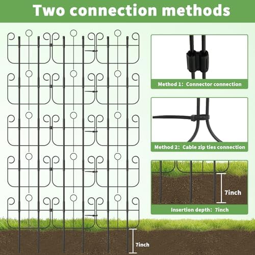 Garden Trellis for Climbing Plants, Outdoor Rustproof Heavy Duty Plant Climber Support for Flowers, Vine, Cucumbers, Expandable Height & Width, No Dig Decorative Garden Fence Panels - Image 6