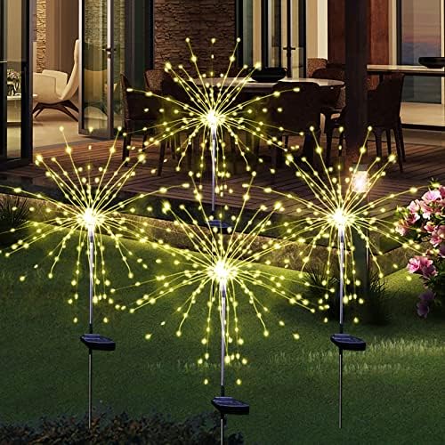 Solar Garden Firework Lights, 4 Pack, Waterproof, 120 LED, Outdoor, Warm White, Pathway, Patio, Party Decorations - Image 2