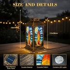 Solar Lantern Outdoor Waterproof Stained Glass Surfboard Vibrant Ocean Beach Garden Decor LED Hanging Solar Lights Tabletop Lamp Gifts for Women Mom Outside Yard Patio Porch - Image 2
