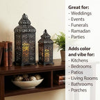 Vela Lanterns Decorative Indoor Moroccan Candle Holders, Black, Set of 2 - Image 4