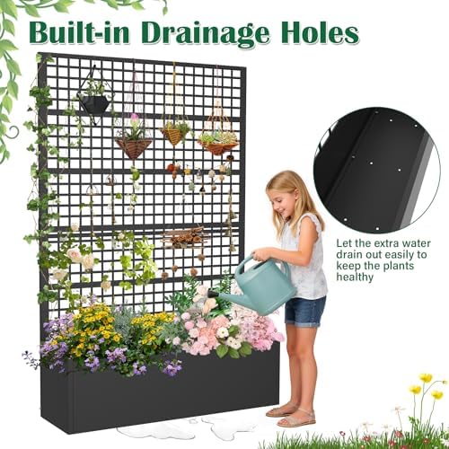Metal Planter Box with Trellis 47" L x 16" W x 72" H - Image 4