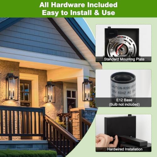 Extra Large 24 Inch Outdoor Wall Lights, Dusk to Dawn Sensor, Black, 2-Pack - Image 6