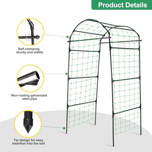 Garden Arch Cucumber Trellis for Climbing Plants 6.7ft Black - Image 5