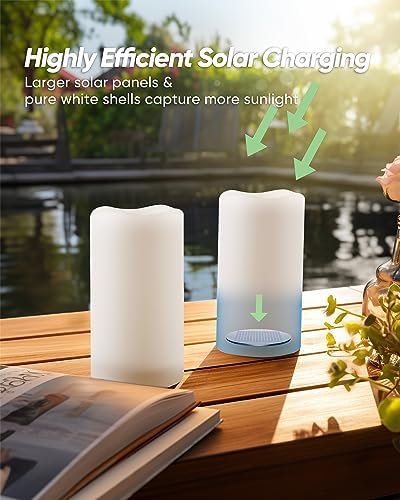 Homemory Solar Candles Outdoor Waterproof, Sensor Only, Dusk to Dawn, 3"x6" - Image 2