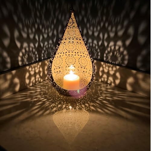 Moroccan Gold Candle Lantern, Extra Large, 13.75 Inches - Image 3