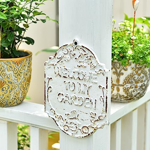 Sungmor Rustic Cast Iron "Welcome To My Garden" Sign Outdoor Hanging Plaque - Image 5