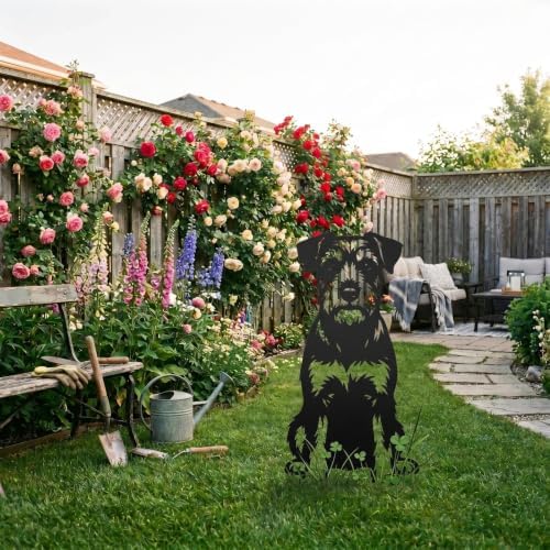 Dog Metal Garden Stake - Weatherproof Dog Silhouette Yard Art, Decorative Outdoor Sign for Lawn & Patio, Heartfelt Gift for Soft Schnauzer Lovers(Jump,10") - Image 2