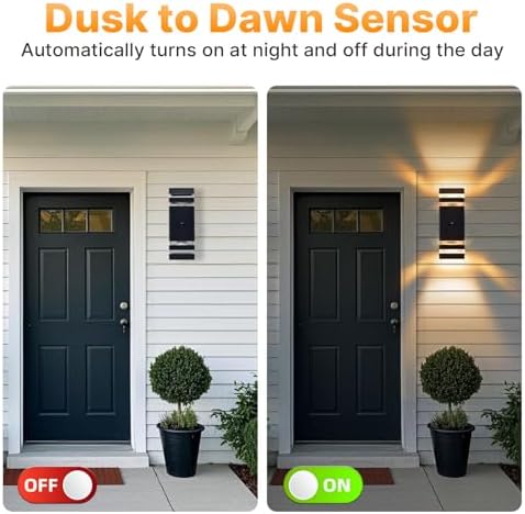 Dusk to Dawn Outdoor Wall Lights, Aluminum Exterior Wall Sconce Lighting, Up and Down Dusk to Dawn Outdoor Wall Sconce, Waterproof Outside Lights for House Porch Patio Garage Garden, 4 Pack - Image 5