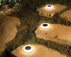 Solar Ground Lights Outdoor 8 LED Solar Powered Disk Lights Round Shape Outdoor in-Ground Lights Outdoor Landscape Lighting for Yard Patio Deck Driveway Walkway Pathway,Frosted Cover (Warm White) - Image 5