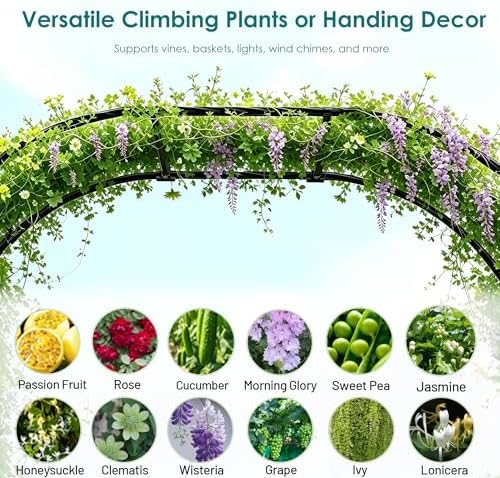 Twira Garden Arch Trellis, 7.9FT(240cm) Metal Garden Arbor Trellis for Climbing Plants Outdoor, Large Wedding Arch for Ceremony, Black Archway Trellises Decoration for Lawn, Patio, Backyard - Image 6