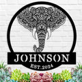 Customized Elephant Lover Family Wall Decor, Personalized Elephant Name Sign, Metal Name Signs Personalized, Elephant Monogram Wall Decor, Metal Family Name Sign for Outdoor, Housewarming Gifts by EXUNART