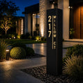 Custom Solar Address Sign, Personalized Lighted House Number Pillar by MinIeoh