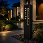 Custom Solar Address Sign, Personalized Lighted House Number Pillar by MinIeoh