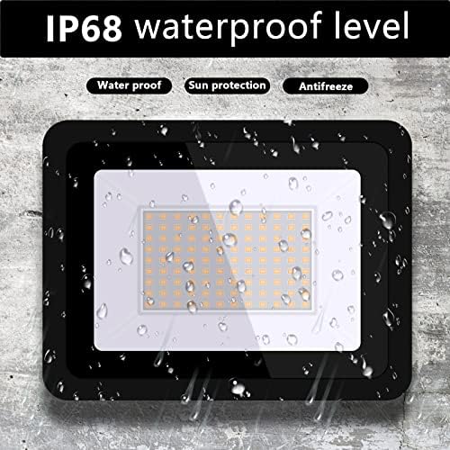MIHEAL 110V 2 Pack 100W LED Flood Light, Warm White 3000K, IP68Waterproof Super Bright Security Lights, Outdoor Floodlight for Yard, Garden, Playground, Basketball Court - Image 4