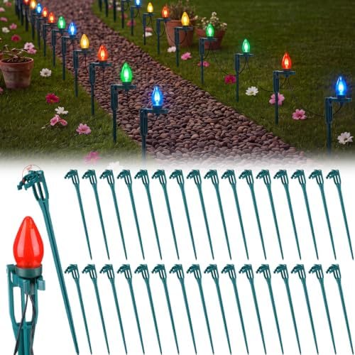 Suzile 50 Pcs Christmas Plastic Light Stakes 15'' Tall Xmas Yard Stakes by Suzile