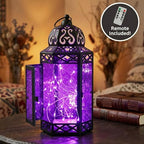 Vela Lanterns Decorative Indoor Lantern with LED Lights, Purple, L, 2-Pack - Image 6