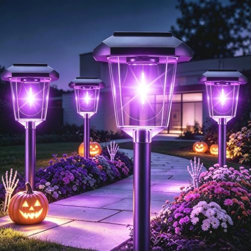 16Pack Purple Solar Halloween Lights outdoor, Pathway Halloween Decorations by RuboliyLightyourwayahead