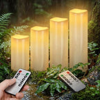 Rossesay 4 Pcs 8" 10" 12" 14" X 4", Flameless Candles, Ivory White, Vivid by Rossesay