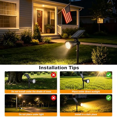 6Pack Solar Lights Outdoor IP65 Waterproof Landscape Spotlights 3000K - Image 5