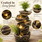 Sunlinua 28" Wood Outdoor Water Fountain with Planter for Garden Decor - Image 3
