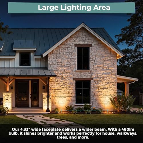 Gardencoin Low Voltage Landscape LED Well Lights, 12V in Ground Lights Outdoor IP67 Waterproof, 5" Tall Wired Landscape Up Lighting, Included Replaceable 5W 2700K MR16 Bulb Dimmable, 6 Pack - Image 6