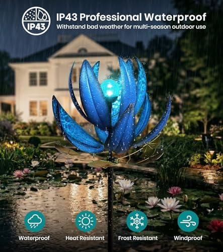 Large Wind Spinners Outdoor, Metal Lotus Yard Decorations Outdoor - Image 4