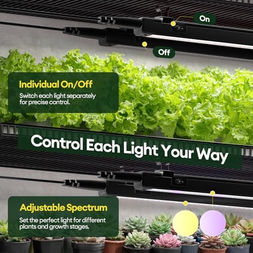 Maygrove Grow Lights for Indoor Plants, Tunable Spectrum 1FT LED Growing Lamp 28W (4 x 7W), T5 Grow Light Strip for Seed Starting, Vegetables, Linkable, Black, 4-Pack - Image 5
