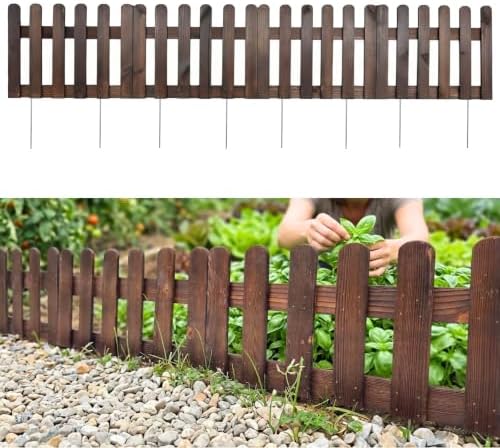 ShopLaLa Landscape Edging (Total 5.5ft Length) Wooden Animal Barrier Fence by ShopLaLa
