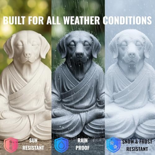 OLOMA Yoga Dog Garden Sculpture Heavy Concrete Stone Dog Statue Weather Resistant Outdoor Indoor Patio Decor Accent Feature for Entryway Display - Image 5