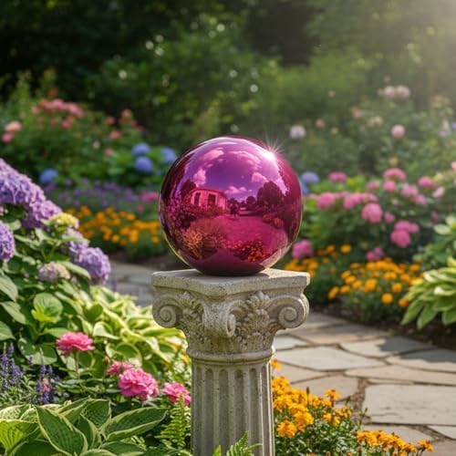 Decorative Garden Gazing Ball, Stainless Steel Globe Mirror Sphere, Reflective Garden Balls Gazing Ball Shiny Home Indoor Ornament (Dia: 8 inch) - Image 3