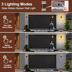 Oil Rubbed Bronze Solar Outdoor Wall Lights with 3-Mode Motion Sensor Outside Sconces Up Down Solar Porch Light Fixtures 3000K 500LM Dusk to Dawn Modern Exterior Wall Lamp for House Garage Front Door - Image 4
