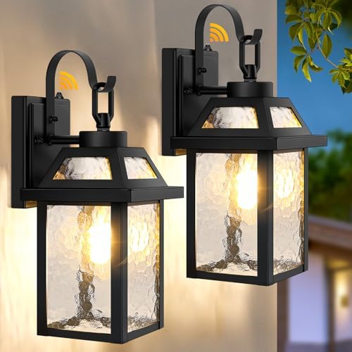 BesLowe 2-Pack Dusk to Dawn Outdoor Wall Lights with Water Ripple Glass by BringYourBrightFuture