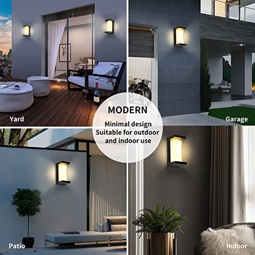 3000K LED 18W Aluminum Rectangular Outdoor Wall Sconce Exterior Light Outside Light Fixture, Black with Warm White, IP64 Waterproof Wall Lights for House Patio Porch Garage - Image 2