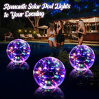 Floating Pool Lights, 15 Inch RGB Colorful Solar Pool Light That Float, IP68 Waterproof Inflatable Light Up Pool Balls, Float or Hang Solar Floating Lights for Pool, Wedding, Party Decor - 2PC - Image 3
