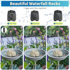 SAC SMARTEN ARTS Fountain for Bird Baths for Bird Bath Fountain with 7.5W Water Pump Resin Granite Rock Water Feature for Garden Patio Lawn Hummingbird Birdbath Fish Tank and Aquariums - Image 6