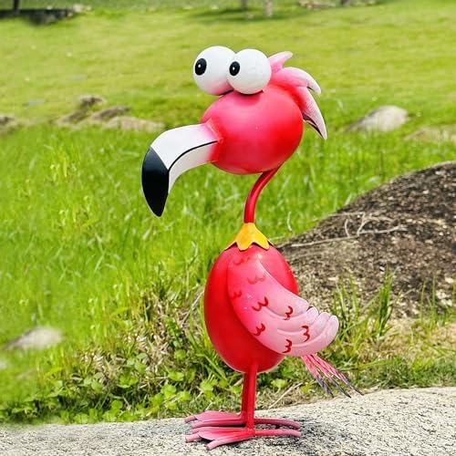 Kircust Flamingo Decor Yard Decorations Outdoor Garden Statue Outside Metal Bird Courtyard Art Pink Flamingos for Patio Backyard Porch Decoration by Beautyinyouroutdoorspace