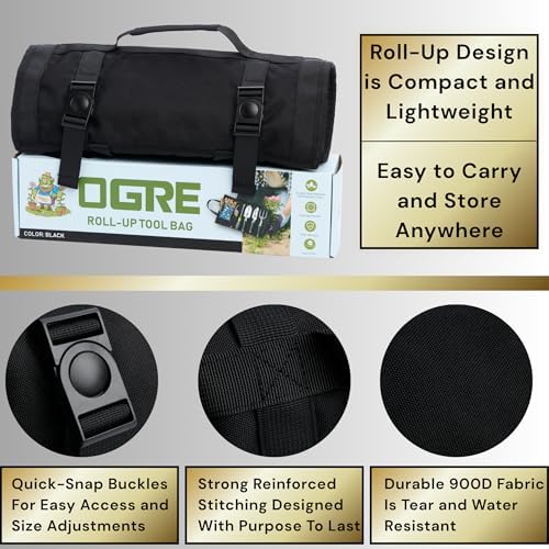 OGRE Roll-Up Garden Tool Bag Only, Heavy-Duty Organizer with 6 Pockets - Image 3