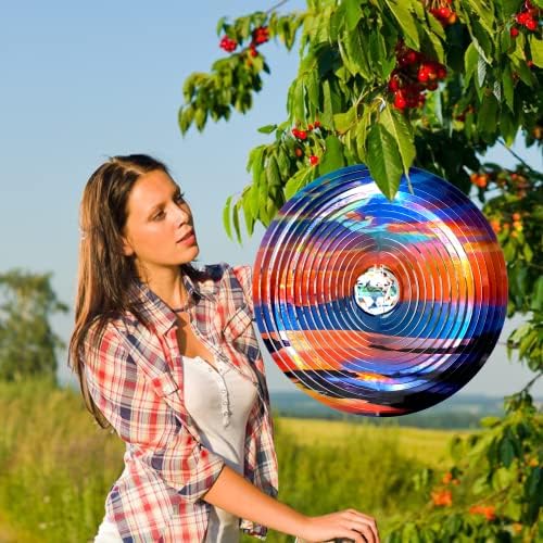 FONMY Mandala Wind Spinner w/Crystal Ball-Rosy Down 3D Stainless Steel Hanging Spinners Worth Gift Christmas Decoration Indoor/Outdoor Garden Décor Kinetic Yard Art 12 Inches Wind Sculpture - Image 6