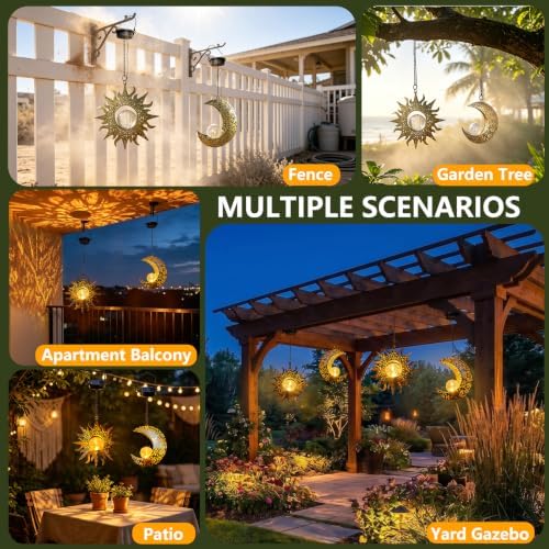 Solar Hanging Lights Outside,Lanterns Outdoor Waterproof Garden Decor - Image 4