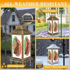 Solar Lantern Outdoor Waterproof Leopard Women Rabbit Bunny Happy Easter Day Eggs Graphic Garden Decor LED Hanging Solar Lights Tabletop Lamp Gifts for Women Mom Outside Yard Patio Porch - Image 3